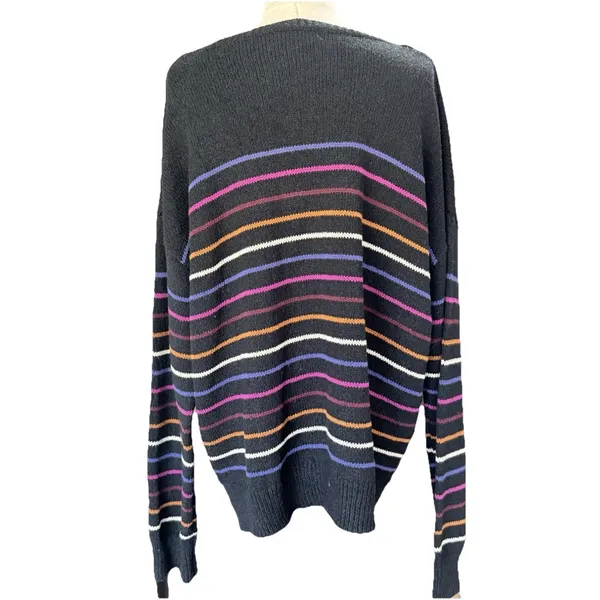 Allison Joy Evereve Multi Striped V-Neck Sweater Womens Colorful Knit Pullover - Image 4