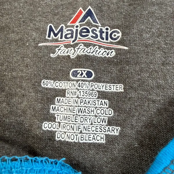Carolina Panthers Majestic Raglan Tee Shirt Women's 2X Blue Gray NFL Long Sleeve - Image 5