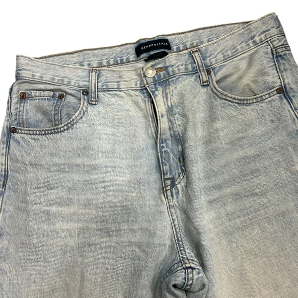 High Rise Baggy Jeans Light Acid Wash Wide Leg Y2K Aeropostale SZ 12 Reg Relaxed - Image 2