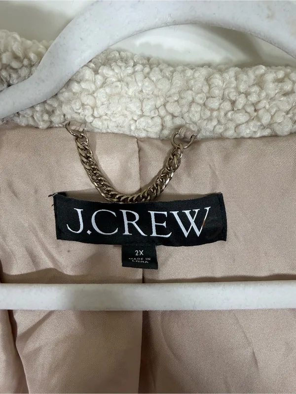 J. Crew Teddy Sherpa Lady Coat Cream Cozy Winter Size 2X - Image 4