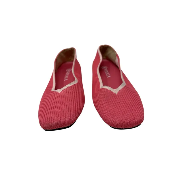 VIVAIA Margot Square Toe Knit Ballet Flats Pink Red Washable Shoes US 8 EU 39 - Image 4