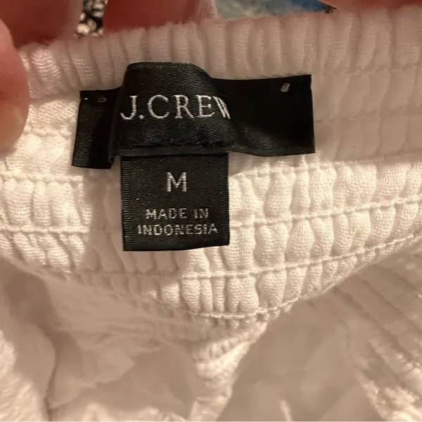 J.Crew Square Neck White Gauze Dress Sz M Long Sleeves Cotton Crinkle - Image 7