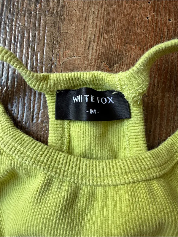 White Fox Boutique Lime Racerback Ribbed Crop Top - Image 2
