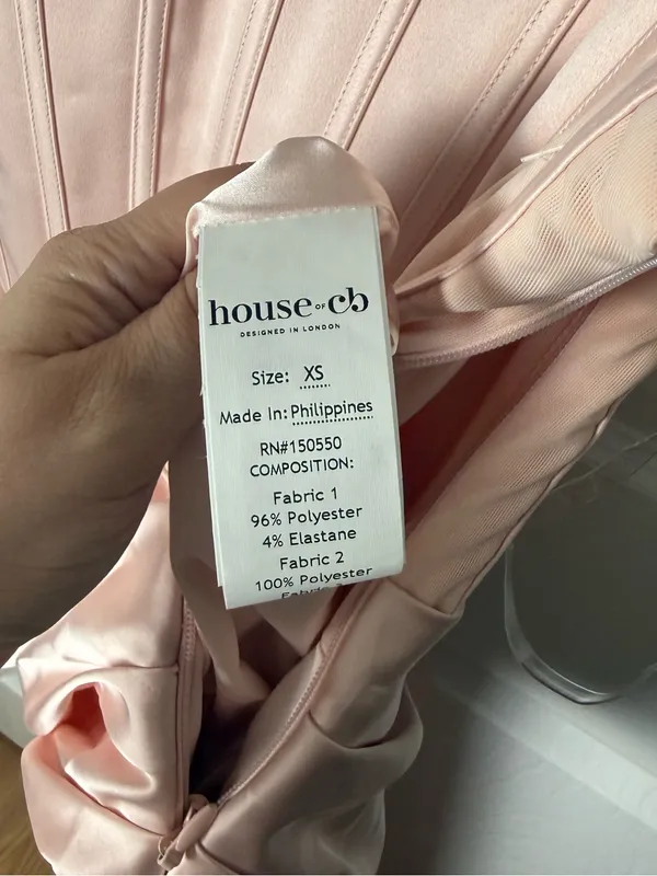House of CB Kira Blush Pink Satin Gathered Maxi Dress XS - Image 13