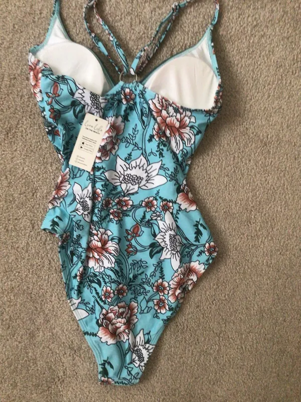 Cupshe Tranquil Blues Floral One Piece Swimsuit—Sz Small—Nwt - Image 11