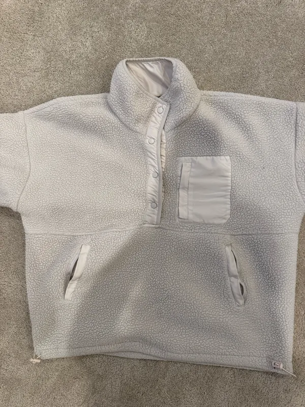 Cream Sherpa Fleece Pullover Tan Size M - Image 2