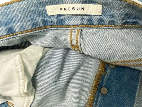 PACSUN Women’s Jeans Light Wash High Waisted Straight Leg Size 30 Short Raw Hem - Image 12