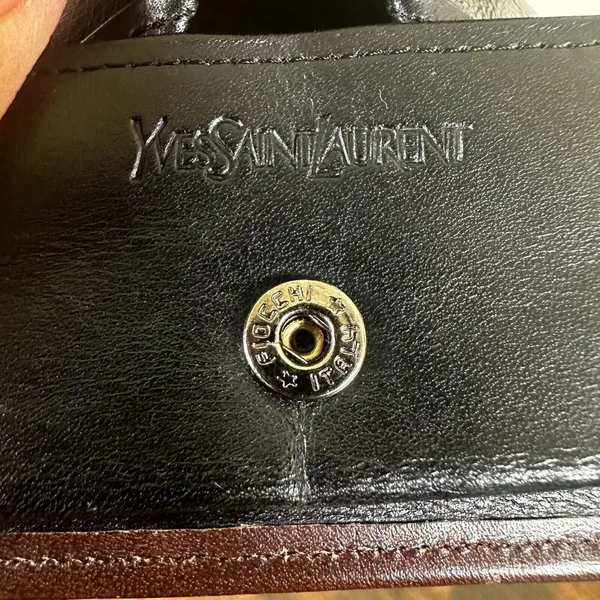 YSL Yves Saint Laurent Card Coin Holder Case Brown Leather‎ - Image 11