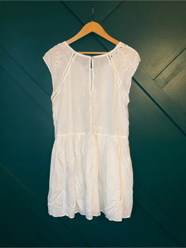 American Eagle Outfitters White Eyelet Embroidered Babydoll Mini Dress Coverup - Image 3