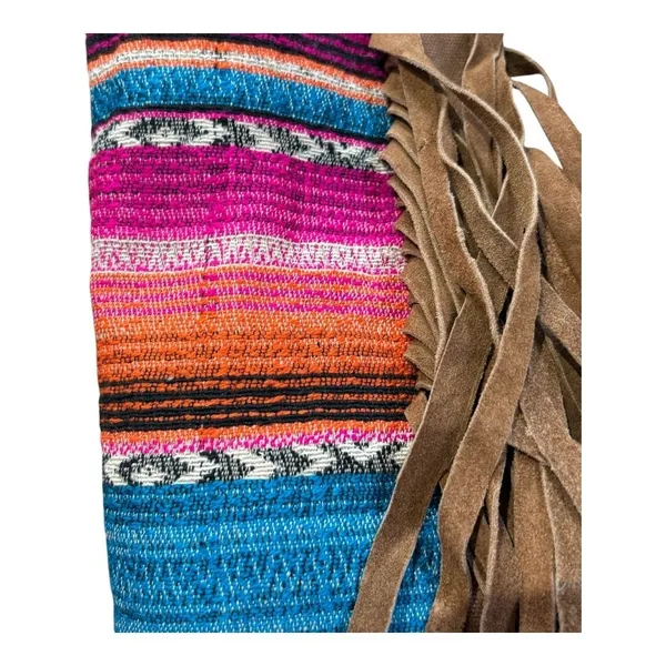 Tote Bag Womens Large Multi-Color Serape Western Boho Longhorn Fringe‎ Hippie - Image 5