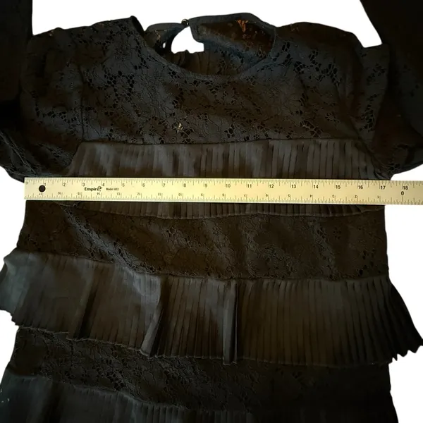 J.Crew Black Lace Tiered Ruffle Long Sleeve Blouse Romantic Chic Women’s Size 6 - Image 11