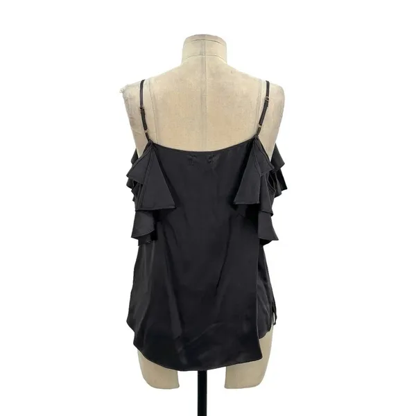 Cami NYC Samantha Cold Shoulder‎ Silk Top In Slate Gray Silk Size Small - Image 7