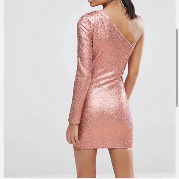 VICI x Gina Dress size XL One Shoulder‎ Pink Sequin Mini NWT Night Out - Image 3