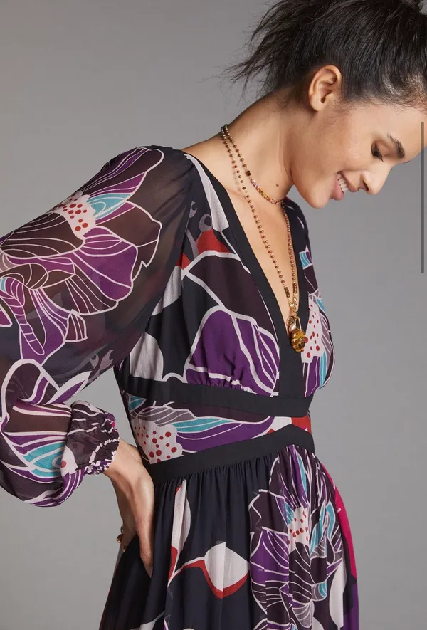Anthropologie Floral Midi Dress - Image 2