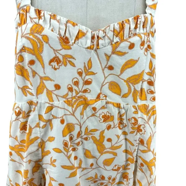 Anthropologie Maeve Sweetheart Mini Dress Floral Print Cream Orange Size XL‎ - Image 5