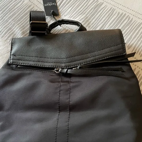 Botkier New York Black Nylon/Faux Pebbled Leather Backpack - Image 14