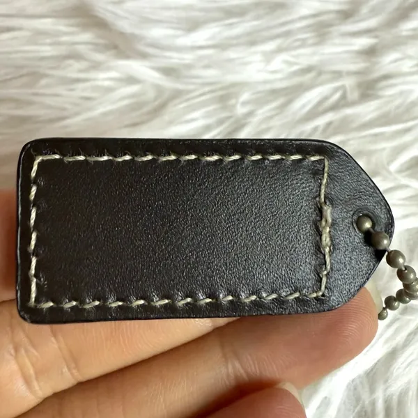 y2k 2" COACH Dark Brown Vintage Fob Bag Charm Hang tag Hangtag - Image 2