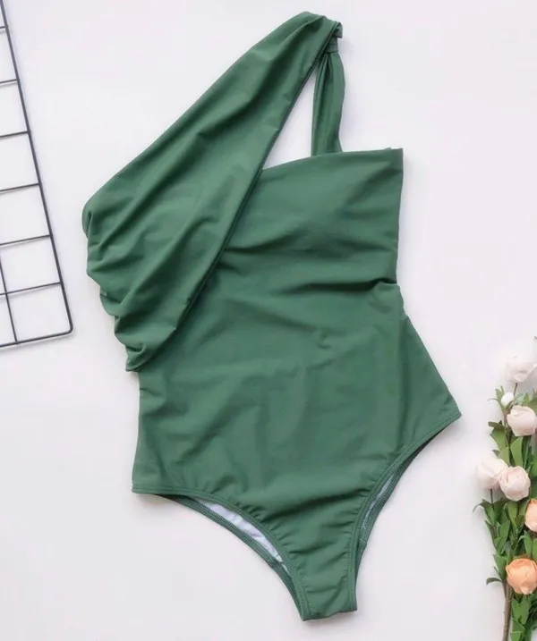 Boutique green one shoulder monokini - Image 2