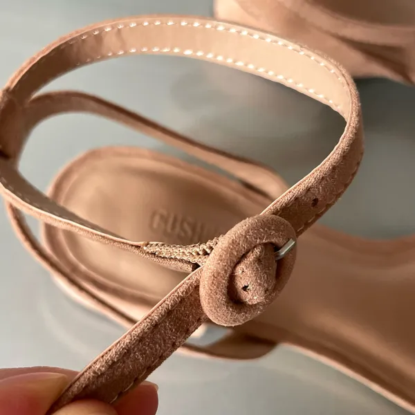Cushionare Nude Suede Block Heel Sandals – Memory Foam – Size 8.5 – Excellent Condition - Image 5