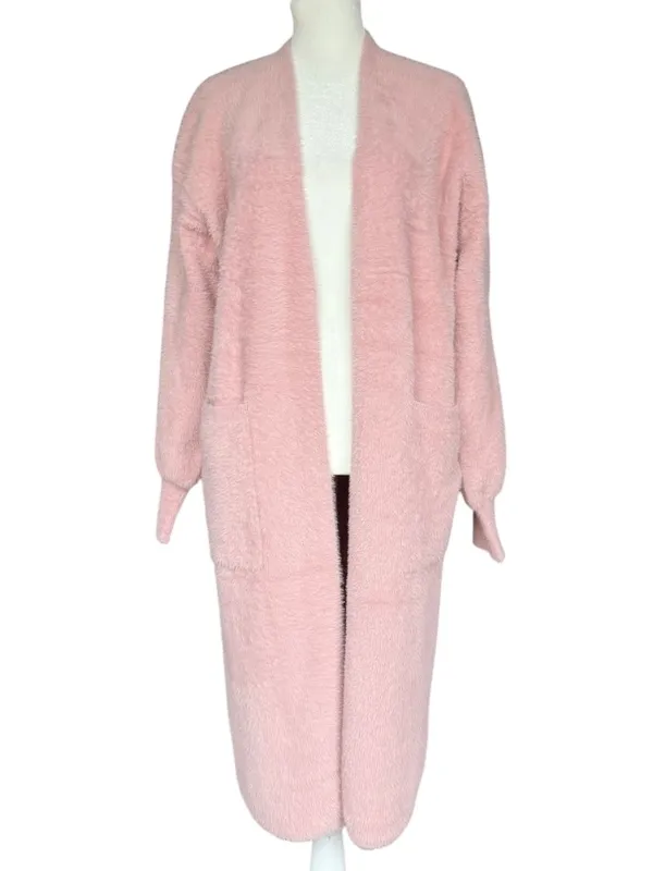 NWT SKIES ARE BLUE‎ Fuzzy Long Sleeve Pink Casey Cardigan Sz S - Image 4