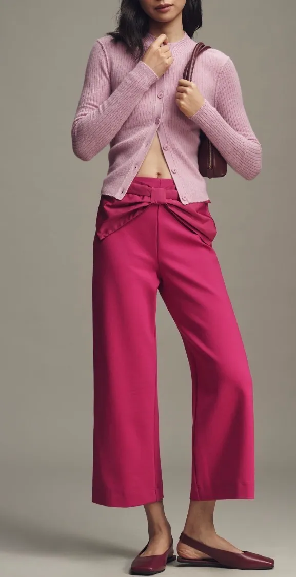 Anthropologie Maeve The Colette Bow-Waist Crop Wide-Leg Pants, Size 25 - Image 3