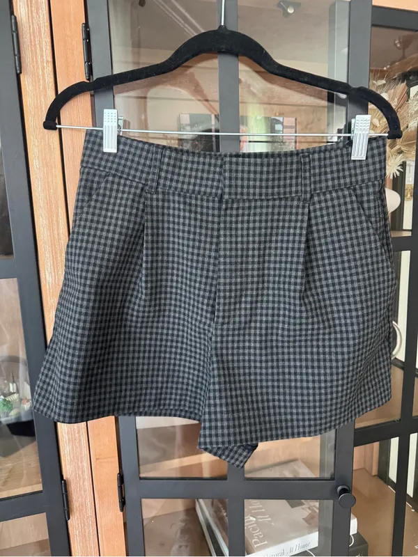 Zara gingham shorts pleated high rise pleated tailored - Image 2