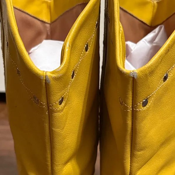 Vintage Dingo Yellow Leather Studded Cowboy Boots Retro Western Cowgirl Retro - Image 6