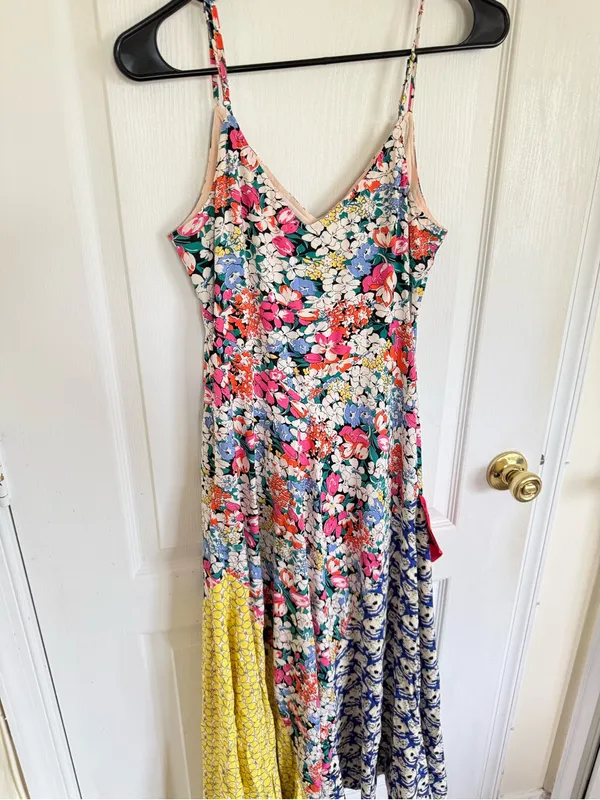 Anthropologie 52 Conversations Colloquial Bias Patchwork midi Dress - Image 7