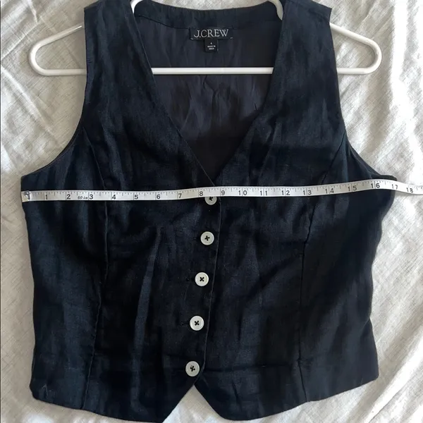 J. Crew womens linen vest Slim-fit vest black sz 4 - Image 6
