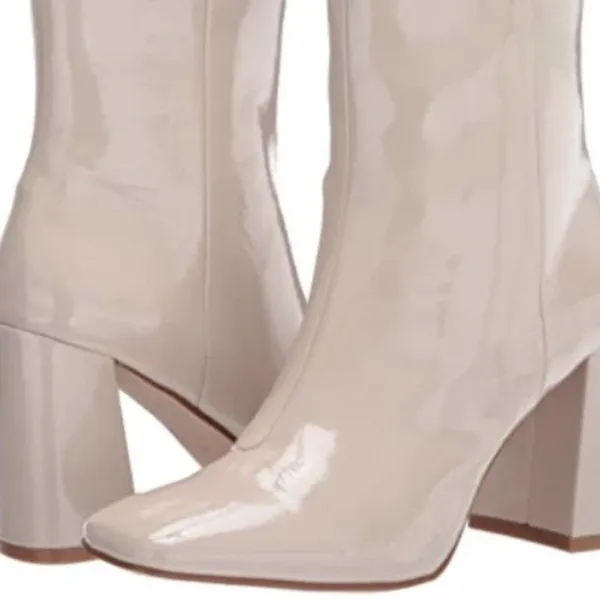 Steve Madden 'Taryn' Nude Patent Square Toe Block Heel Ankle Boots - Image 14