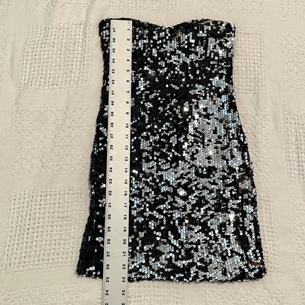 Frederick's of Hollywood XS sequin bodycon strapless mini dress D2 3232 - Image 3