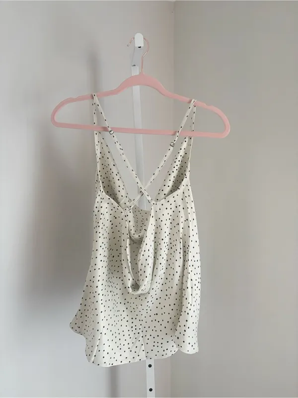 Anthropologie Conditions Apply Paulina Bias Cami Cream Polka Dot Cowl Neck Sz 1X - Image 3