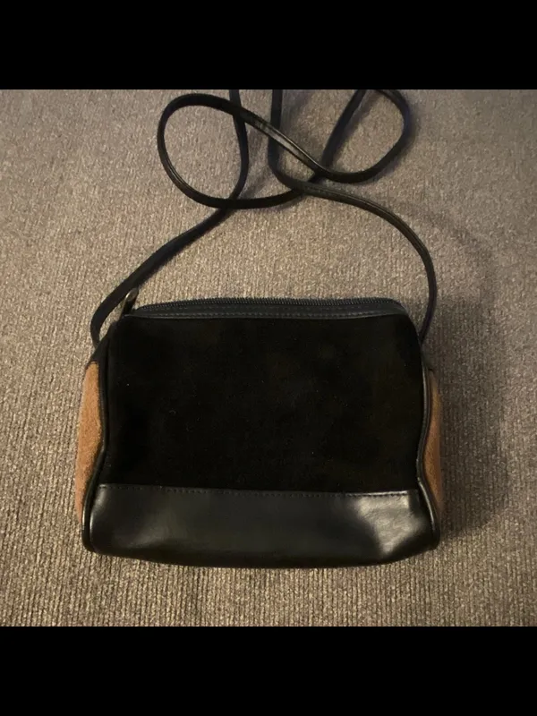 Colorblock Suede Crossbody Bag in Teal, Rust & Brown - Image 2
