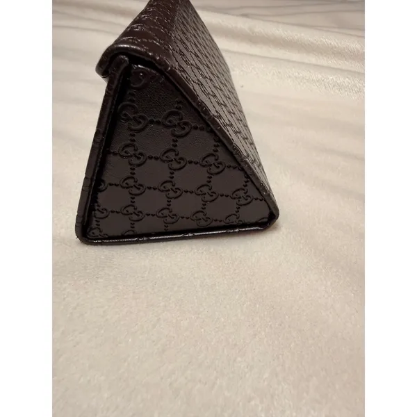 Gucci Dark Brown Guccissima Monogram Triangular Sunglasses Case Snap Closure - Image 7