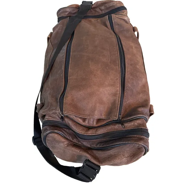 Vintage Eagle Creek Brown Leather Duffle Bag Travel Carry On Weekender 22" - Image 5