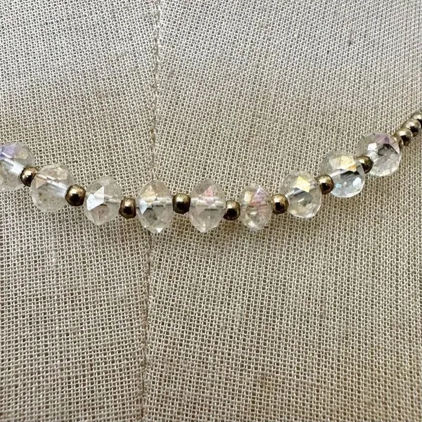 Silver tone clear crystal beaded necklace - Image 2
