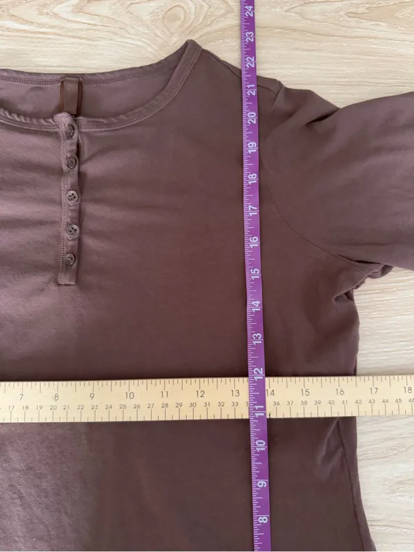 Skims XL Vintage Long Sleeve Henley Coca Brown Crew Minimal Fall Forest - Image 7
