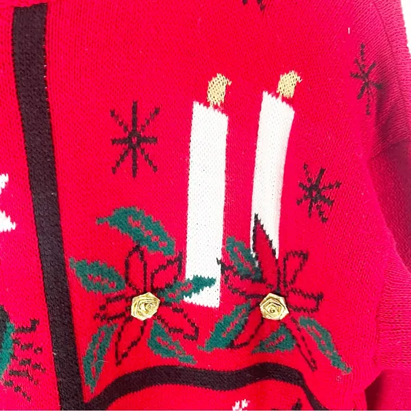 NUTCRACKER Red Long Sleeves Christmas Graphic Prints Sweater Medium - Image 8