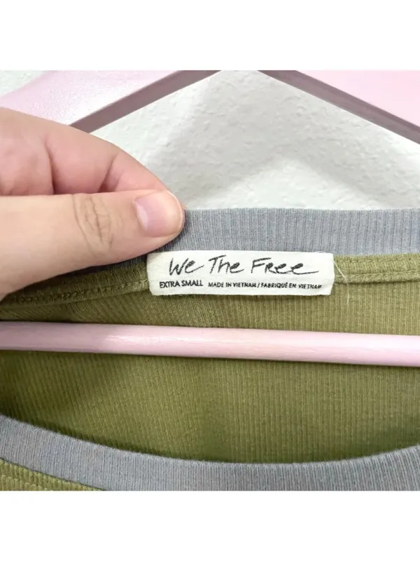 Free People We The Free Feelin It Tee Army Combo Patchwork Boho Oversize Top XS - Image 3