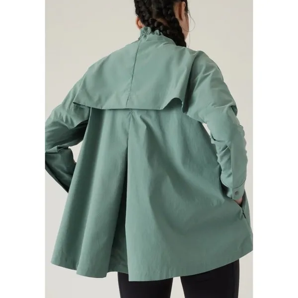 NEW Athleta L Advantage Poplin Top Teal Breathable Zip Pockets Ventilation Large - Image 2