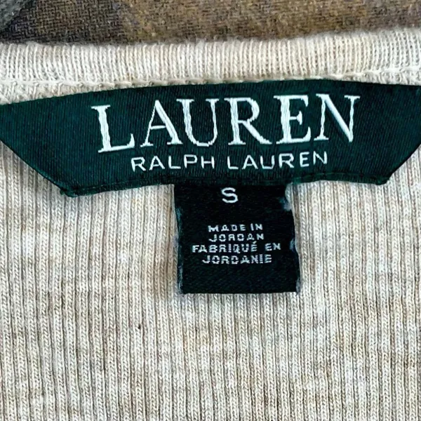 Lauren Ralph Lauren Rib Knit Shoulder Zipper Beige Sweater Small - Image 6
