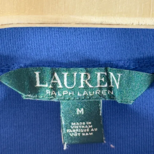 1162 | Lauren Ralph Lauren Nautical Preppy Puff Sleeve Boat Neck Top‎ Blue M - Image 3