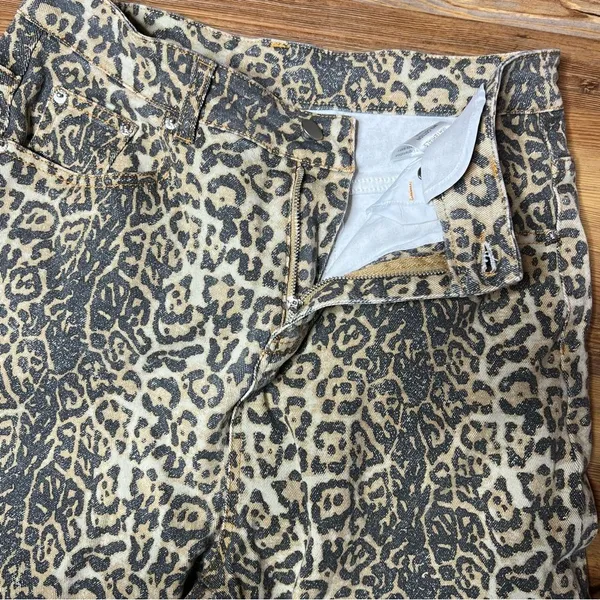 Y2K Leopard Print Straight Leg Jeans Streetwear Grunge Indie Sleaze Size M 30 - Image 3
