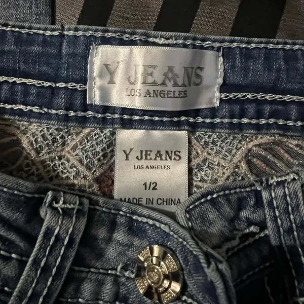 Los Angeles Apparel Embellished Blue Denim‎ Jeans - Image 3