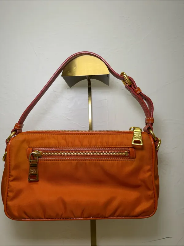 AUTHENTIC Prada Orange Nylon Handbag - Image 6