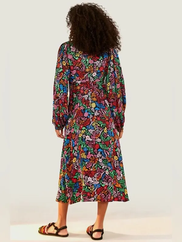 FARM Rio Tropical Garden Midi Dress V-Neck Viscose Size Large Retail $275🌺 - Image 2