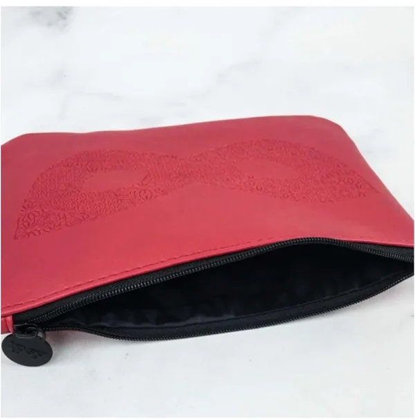 Ipsy Red Faux Leather Masquerade Themed Glam Cosmetic Bag - Image 2