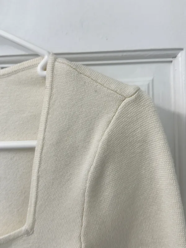 Abercrombie & Fitch White Zip Up Long Sleeve Shirt - Image 3