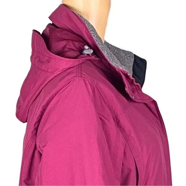 L.L.BEAN raspberry pink with grey trim Thinsulate Quilted winter coat Small VGUC - Image 6