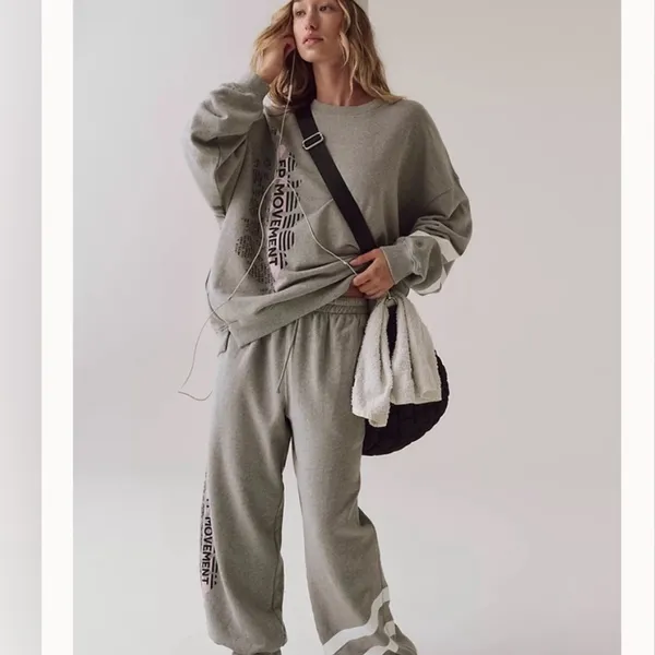 Free People Movement FP All Star Buti Oversized Gray Graphic Sweatshirt NWOT - Image 2